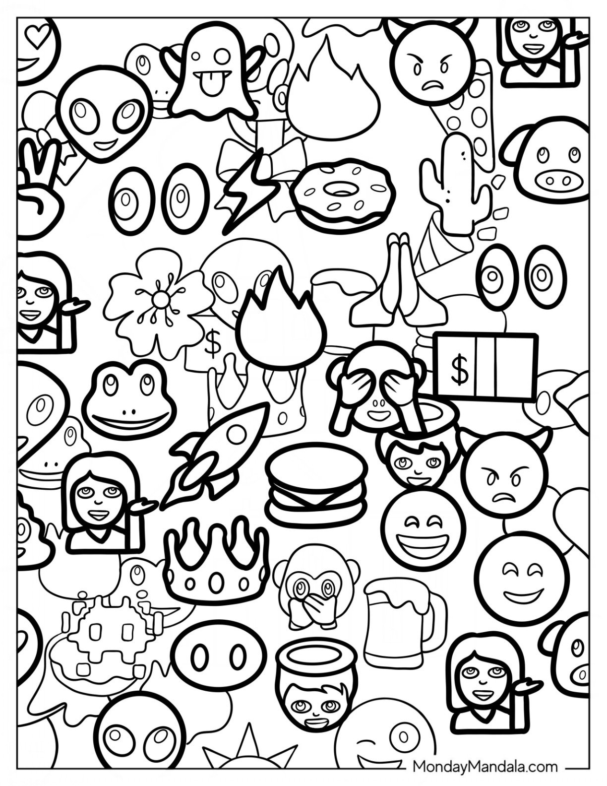 20 Emoji Coloring Pages Free PDF Printables 