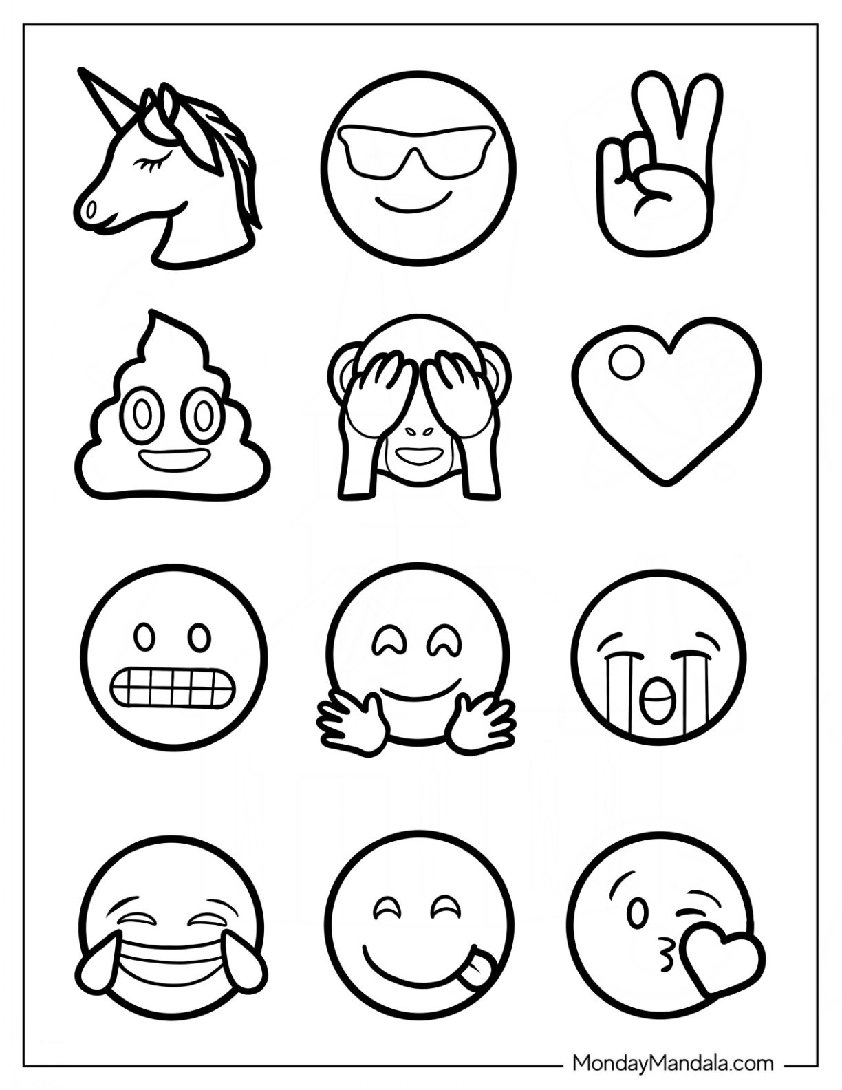 20 Emoji Coloring Pages Free PDF Printables 
