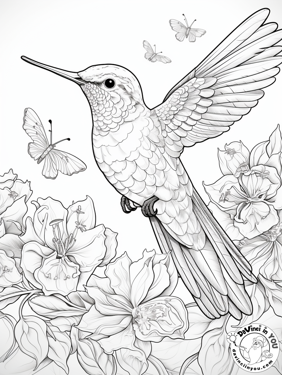 20 FREE Printable Coloring Pages Humming Bird And Flowers Color By Number