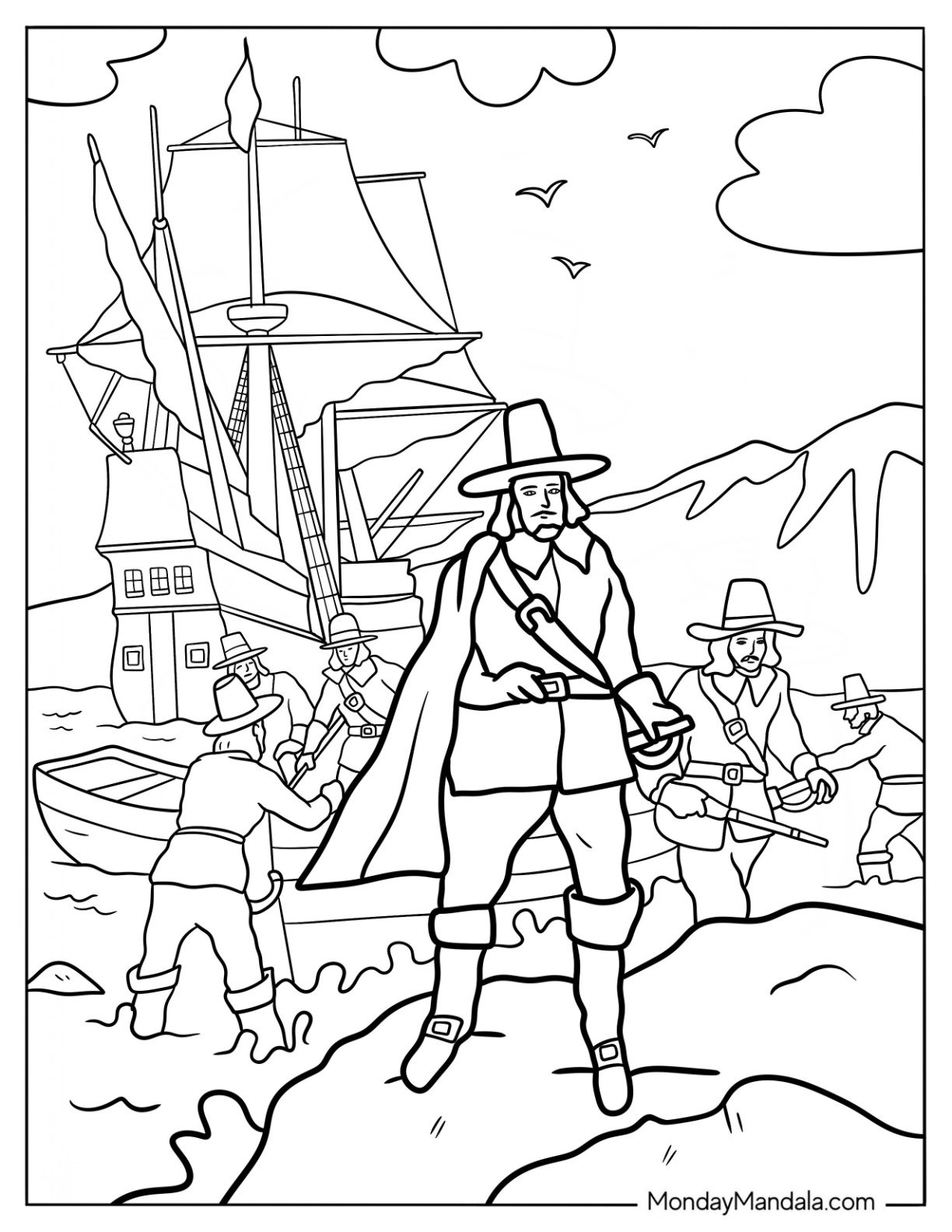 20 Pilgrim Coloring Pages Free PDF Printables 