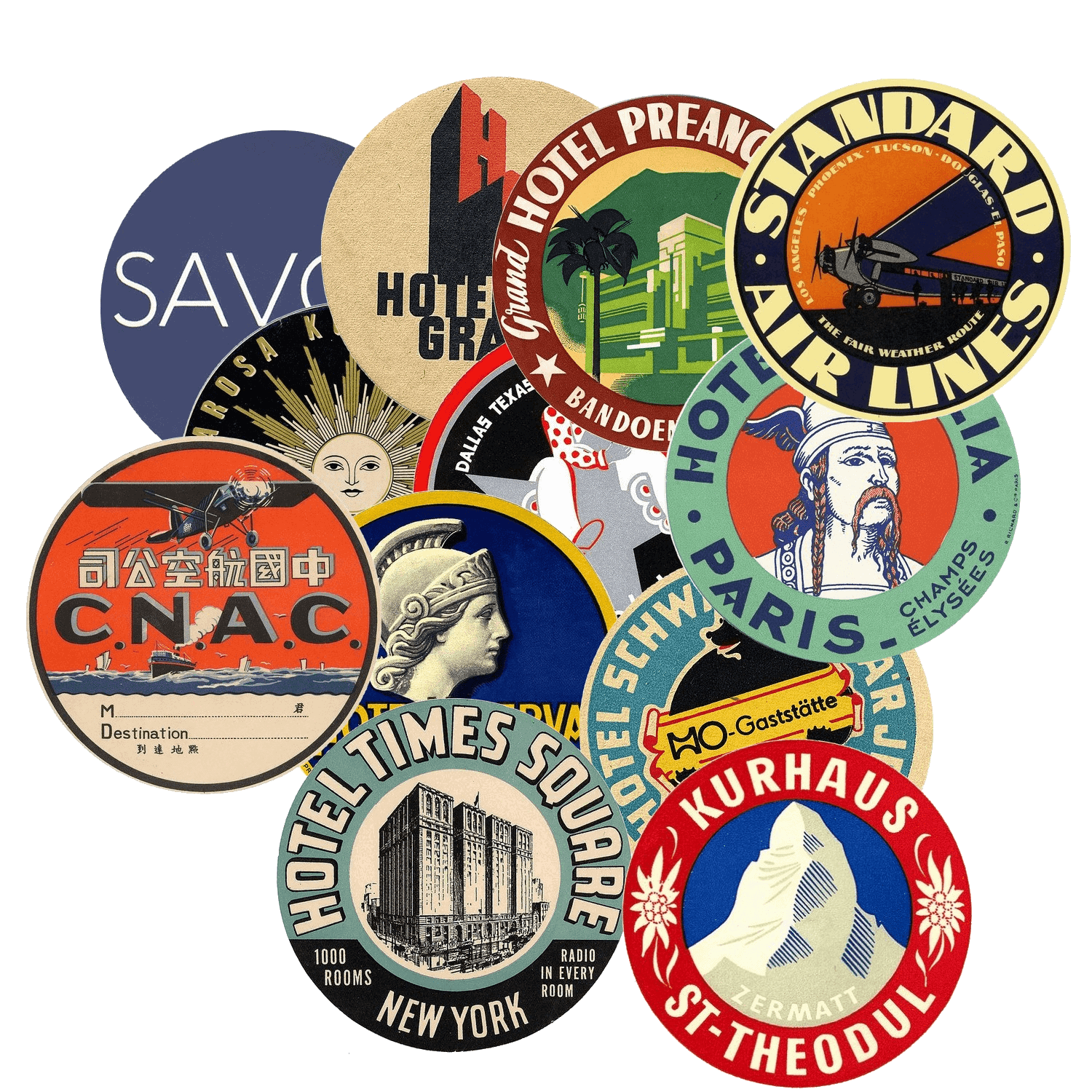 228x VINTAGE TRAVEL STICKERS THE FULL LABELS COLLECTION Vintralab