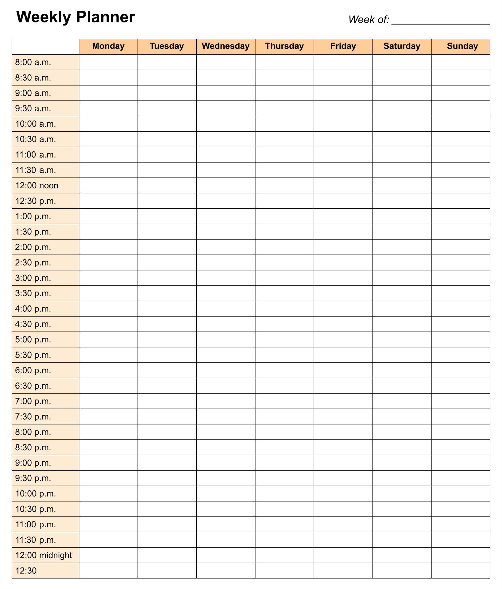 24 Hour Calendar 10 Free PDF Printables Printablee