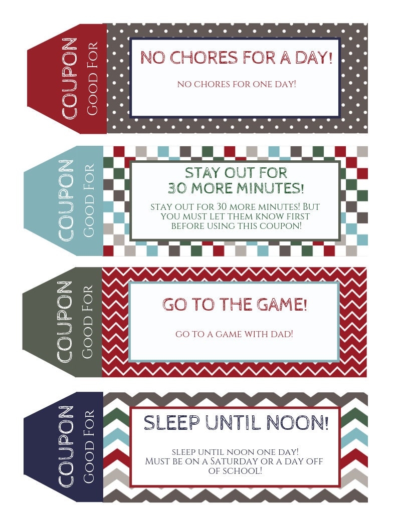 39 Printable Coupons For Tweens And Teenagers Gifts Forteenagers Gifts For Kids Stocking Stuffers Last Minute Gift For Teenagers Etsy