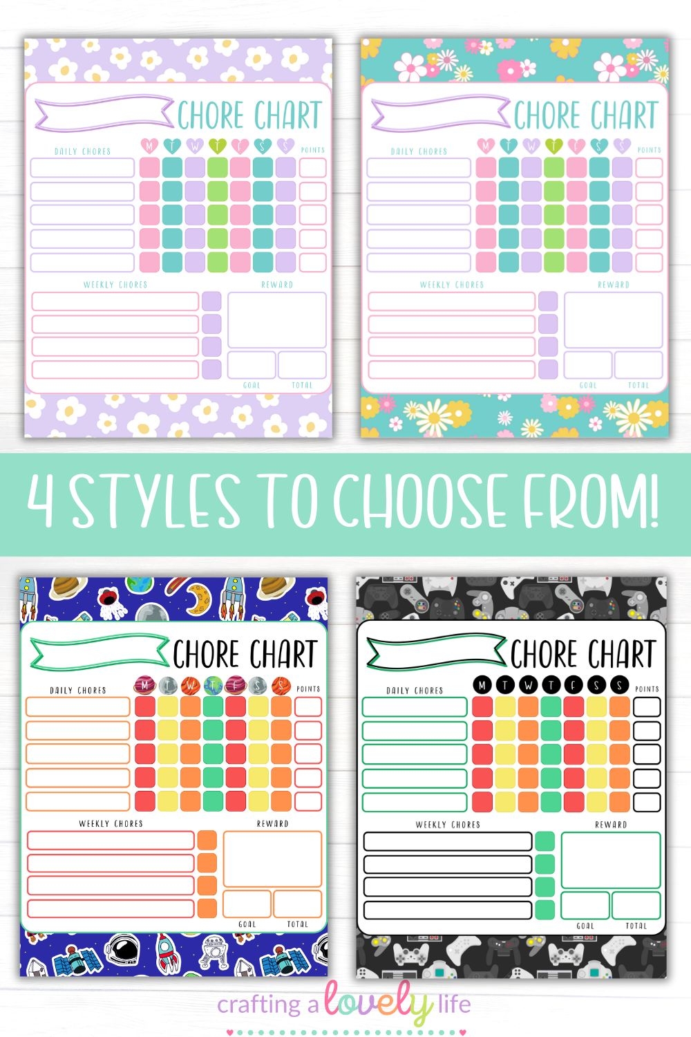 4 Free Printable Chore Charts For Kids