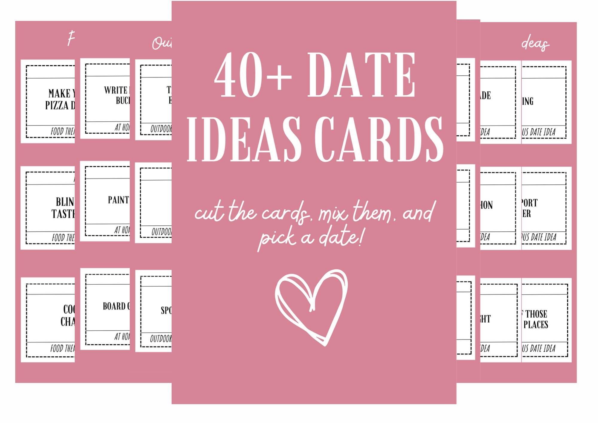 40 Date Night Idea Cards Printable Date Night Cards Romantic Gift For Couples Valentines Gift For Him Or Her Date Night Box For Couple Etsy