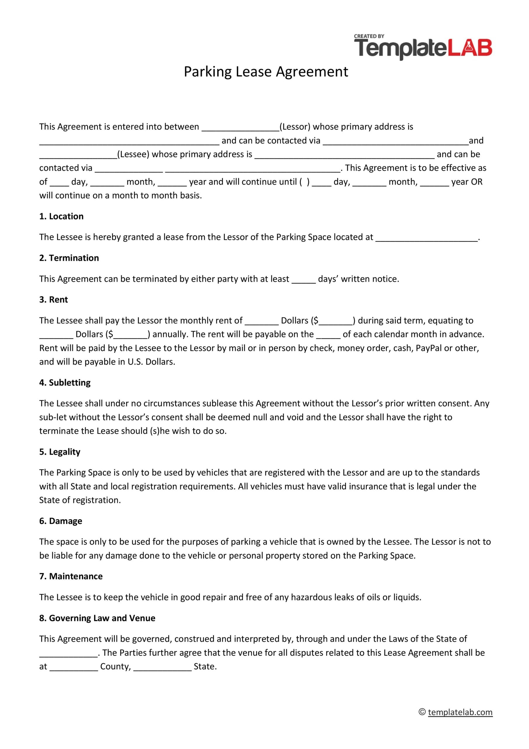 Free Printable Lease Forms