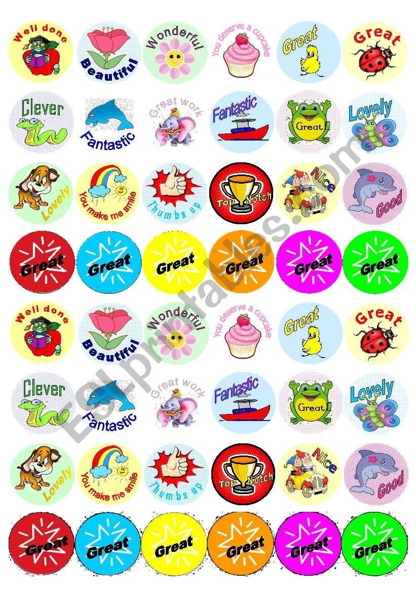 48 Reward Stickers ESL Worksheet By Joeyb1