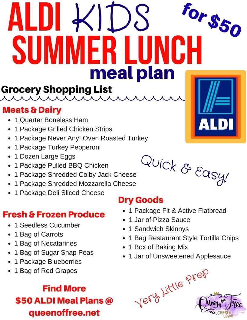 Free Printable Aldi Meal Plan