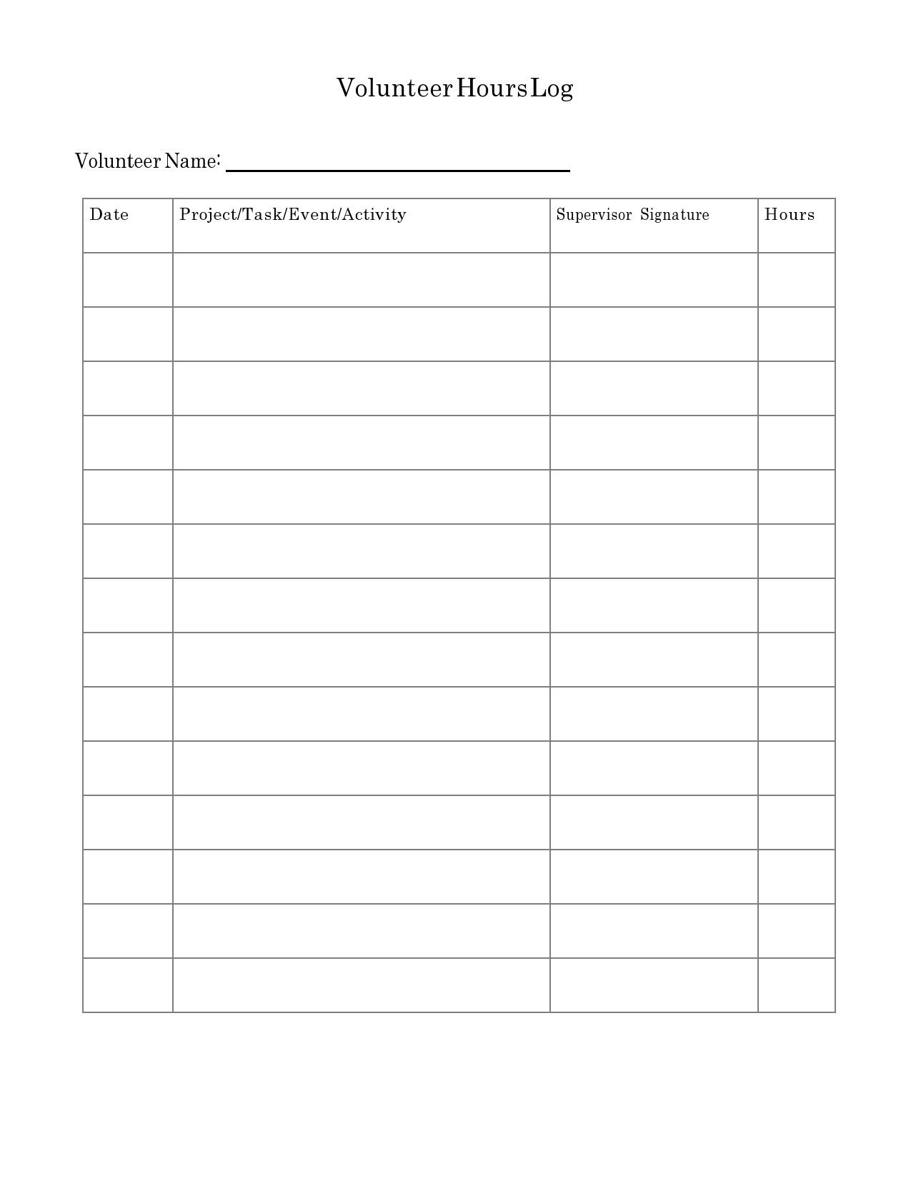 56 Blank Volunteer Hours Log Templates Excel Word 