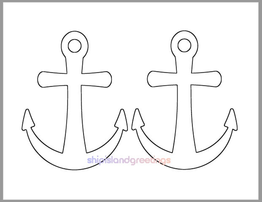 6 Inch Printable Anchor Template beach Theme Cutout nautical Template beach Wedding Decor summer Kids Crafts classroom Decor large Anchors Etsy