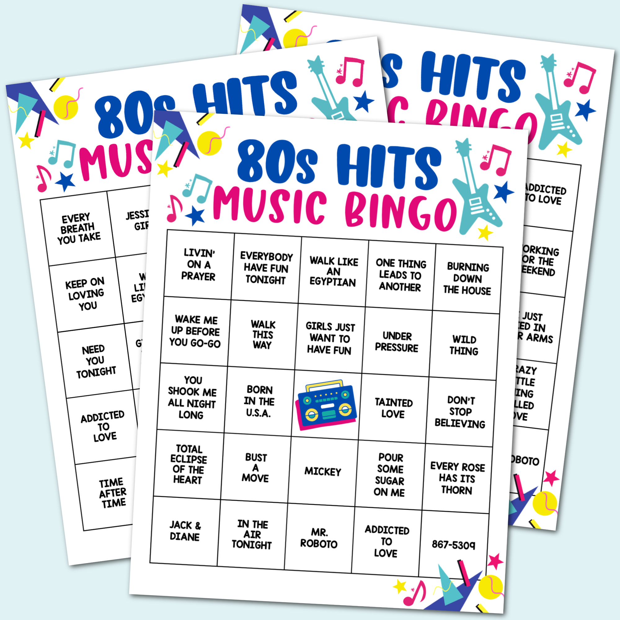 80s Hits Music Bingo Game With Playlist Kara Creates