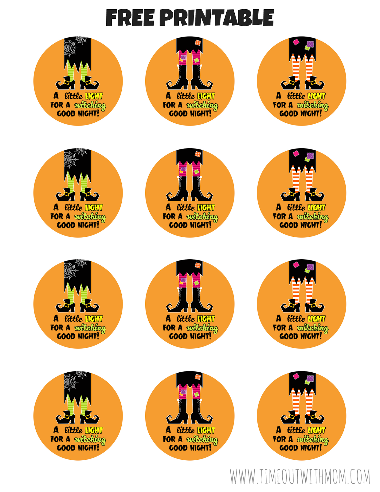 A Witching Good Night Glow Stick Tags