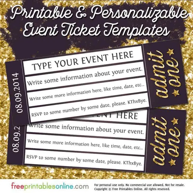 Free Printable Event Tickets