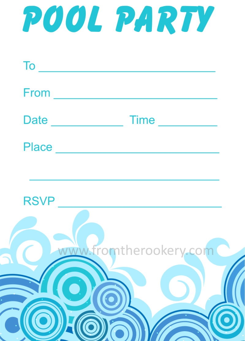 Adult Pool Party Invitations