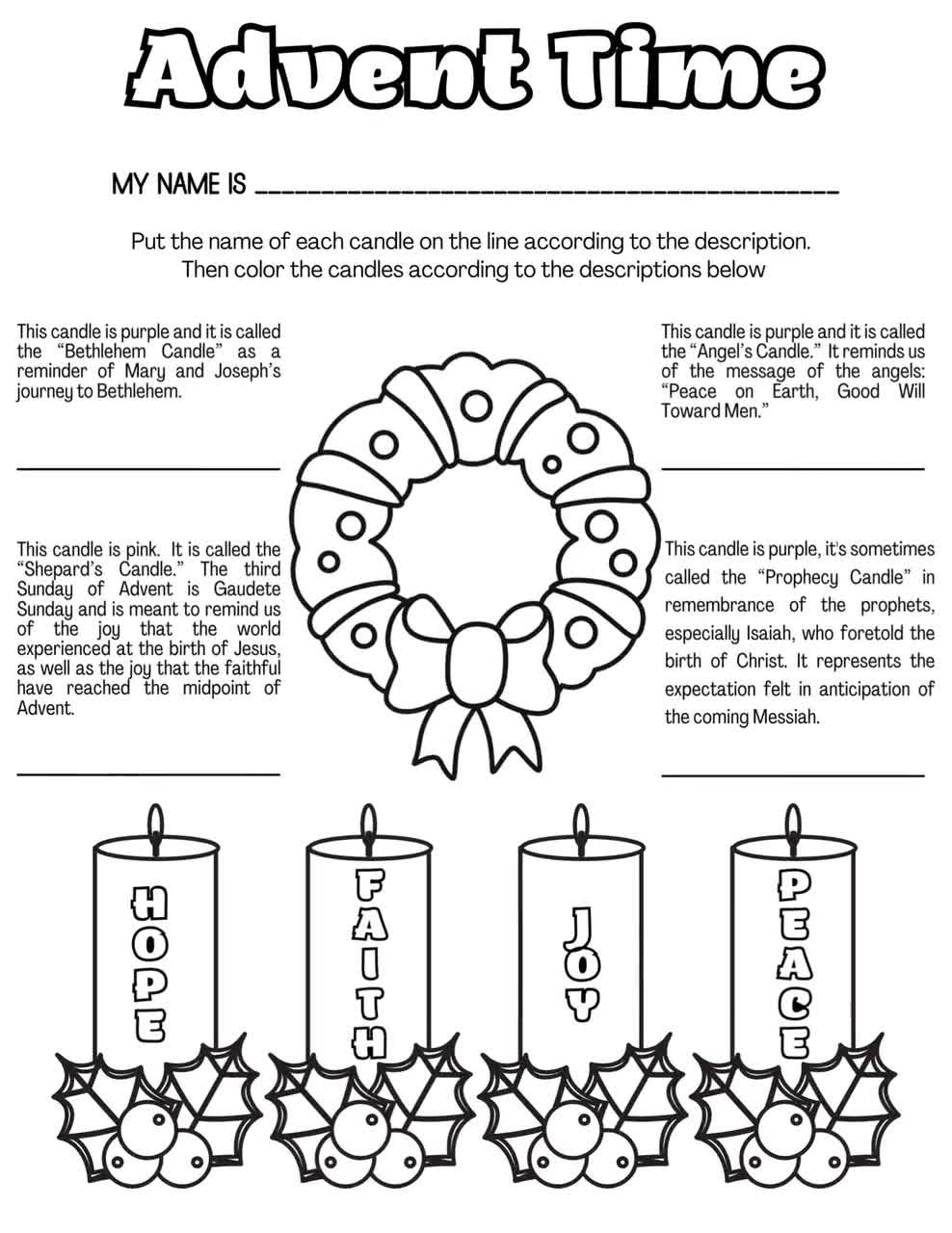Advent Time Coloring Page For Kids Catholic Activities For Children Catholic Homeschool Resources The Meaning Of Advent For Children Etsy