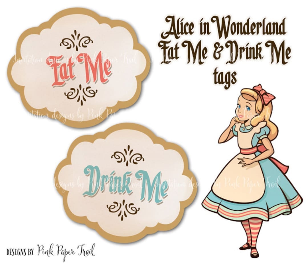 Alice In Wonderland Eat Me Drink Me Tags Instant Download Print Your Own Etsy