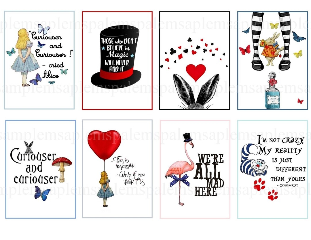 Alice In Wonderland Stickers Inspirational And Motivational Printable Sticker Sheet Alice In Wonderland Sayings Eat Me Drink Me Etsy