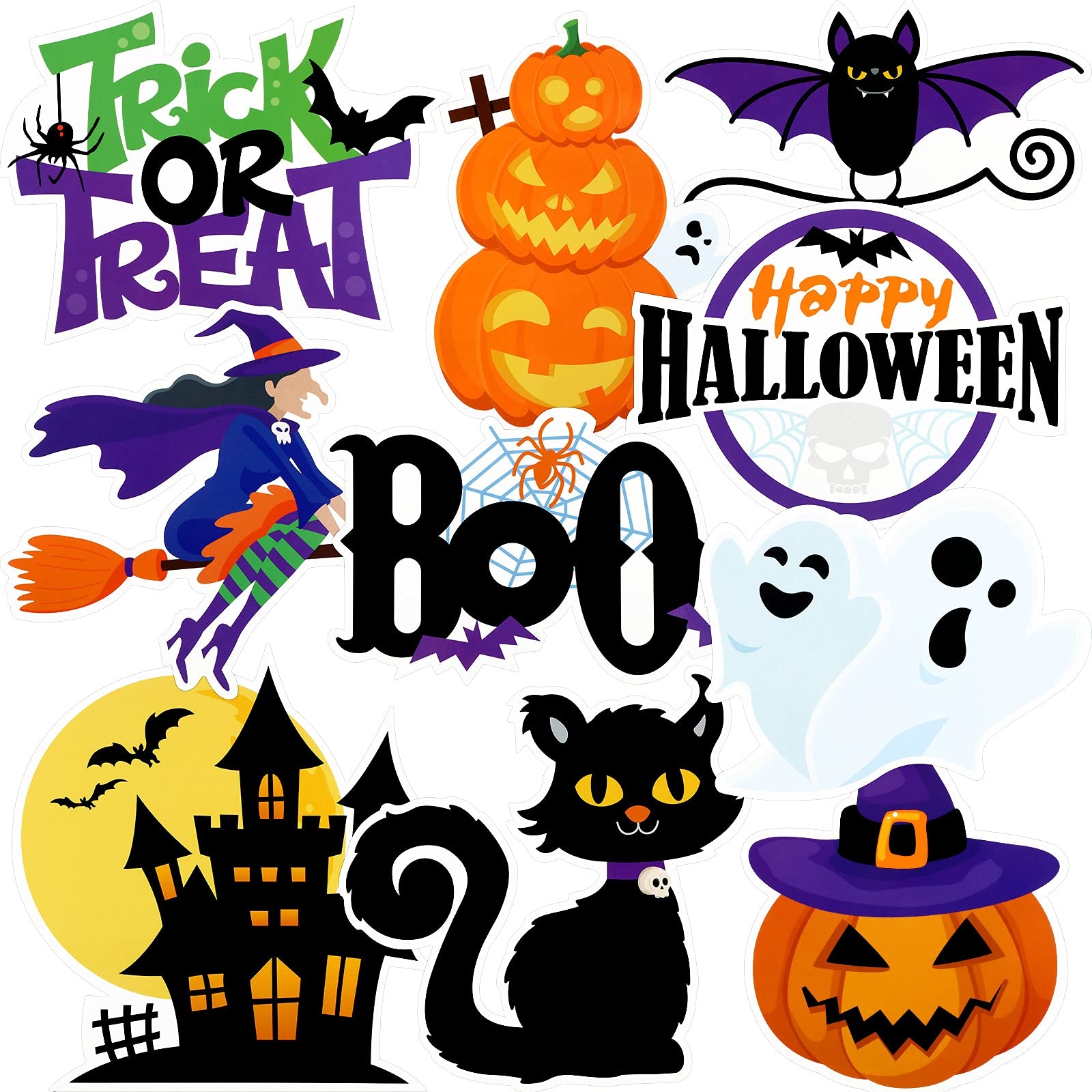 Amazon 40 Pieces Halloween Cut Outs Pumpkin Witch Ghost Party Mini Cut Outs Halloween Cutouts Paper DIY Decorations 60 Pieces Glue Points Adhensive Dots For Fall Classroom School Halloween Wall Party Decor 