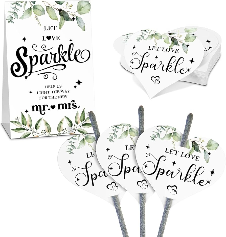Amazon 50 Pcs Wedding Sparkler Tags For Weddings And 1 Pcs Let Love Sparkler Cards Heart Shape Sparkler Tags Decor Sign For Wedding Anniversary Engagement Bridal Shower Cards Only Health Household