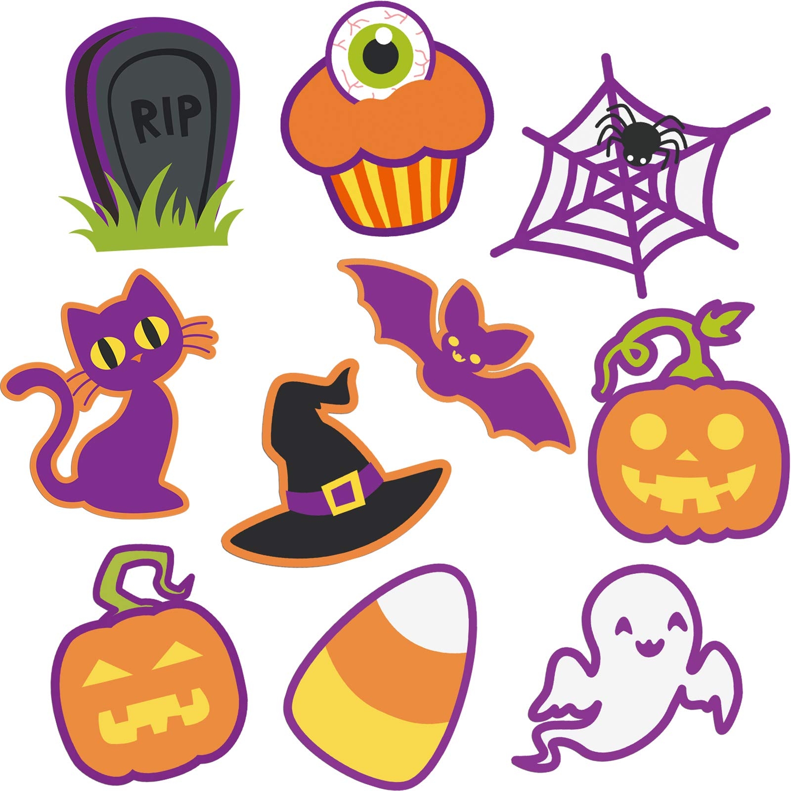 Amazon 60 Pieces Halloween Cut Out Accents Colorful Mini Halloween Cutouts Paper Decorations Versatile DIY Pumpkins Ghosts Cutouts For Fall Bulletin Board Classroom School Halloween Party Office Products