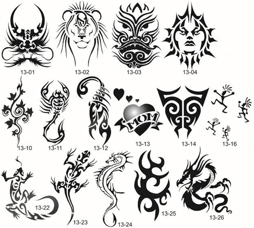 Amazon Buyter Reuseable Unique Stencil Designs Airbrush Tattoo Template Set Booklet Book 13 Arts Crafts Sewing