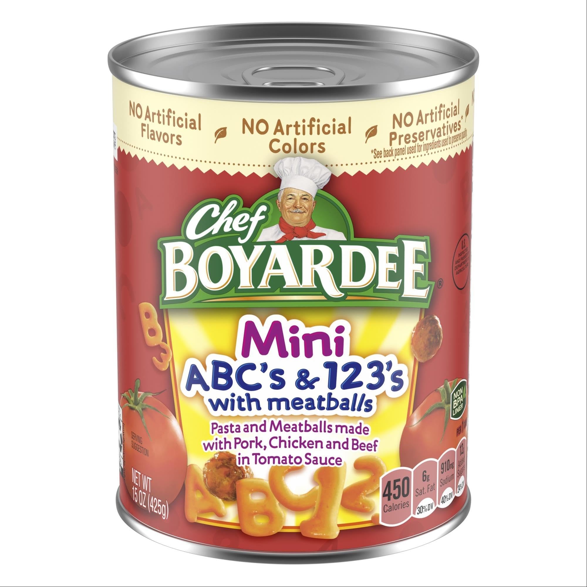 Amazon Chef Boyardee Mini Bites ABC s 123 s With Meatballs 15 Oz 1 Count Prepared Spaghetti Everything Else