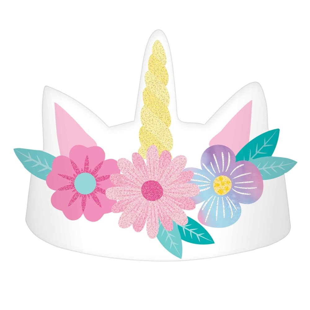 Amazon Enchanted Unicorn Paper Crowns 4 75 X 7 75 Pack Of 6 Multicolor Magical Party Headpieces Perfect For Parties Celebrations Toys Games