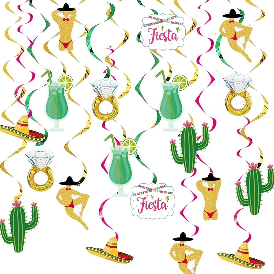 Amazon Final Fiesta Bachelorette Party Decorations Mexican Fiesta Theme Party Decor Bridal Shower Cactus Man Bridal Ring Hanging Swirls Mexican Bachelorette Decorations Bride To Be Home Kitchen