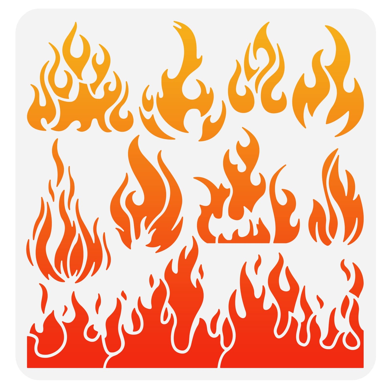 Amazon FINGERINSPIRE Flame Stencil 11 8x11 8 Inch Reusable Fire Stencil Plastic 9 Styles Fire Pattern Stencil Flame Painting Decor Template For Arts Window Wall Crafts Painting Decorations Arts Crafts Sewing