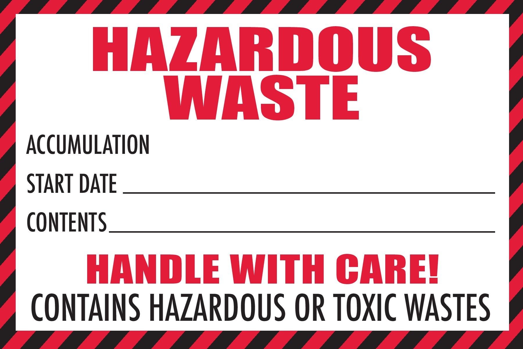 Amazon Hazardous Waste Label With Handle With Care 4 x6 100 Pack Red And White Label Contains Hazardous Or Toxic Wastes Warning Self Adhesive Industrial Scientific