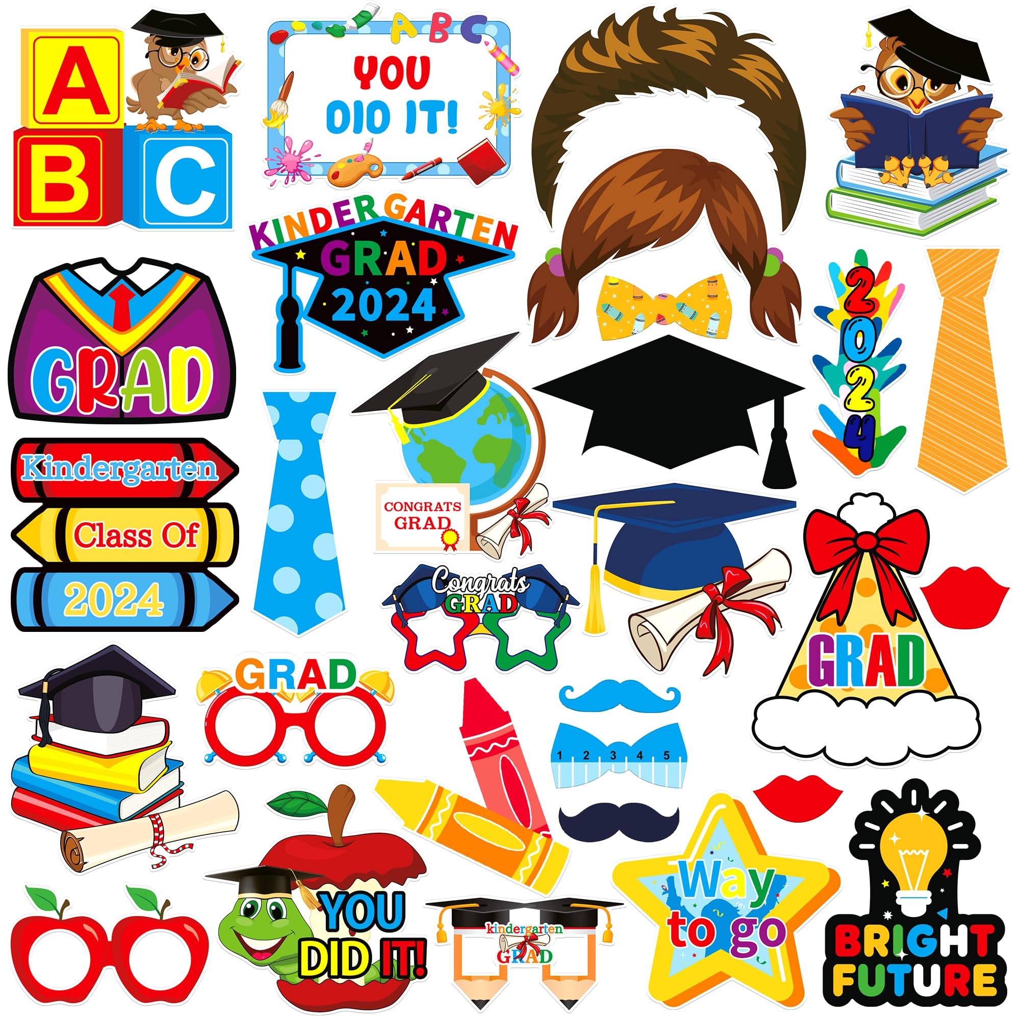 Amazon KatchOn Kindergarten Graduation Photo Booth Props 2024 Pack Of 30 Preschool Graduation Photo Props Graduation Picture Props Graduation Props Kindergarten Graduation Decorations Class Of 2024 Home Kitchen