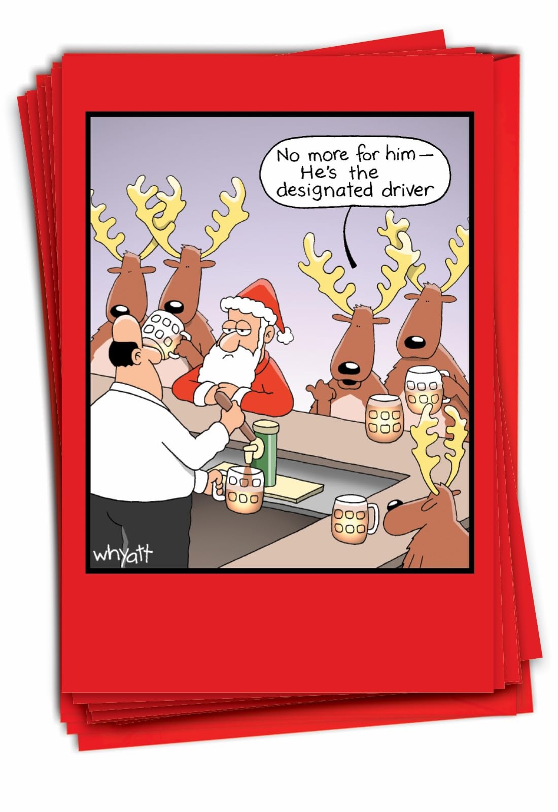 Amazon NobleWorks 12 Funny Cartoon Cards For Christmas Holiday Humor Boxed Stationery Notecard Set 1 Design 12 Cards Designated Driver B1660 Greeting Cards Office Products