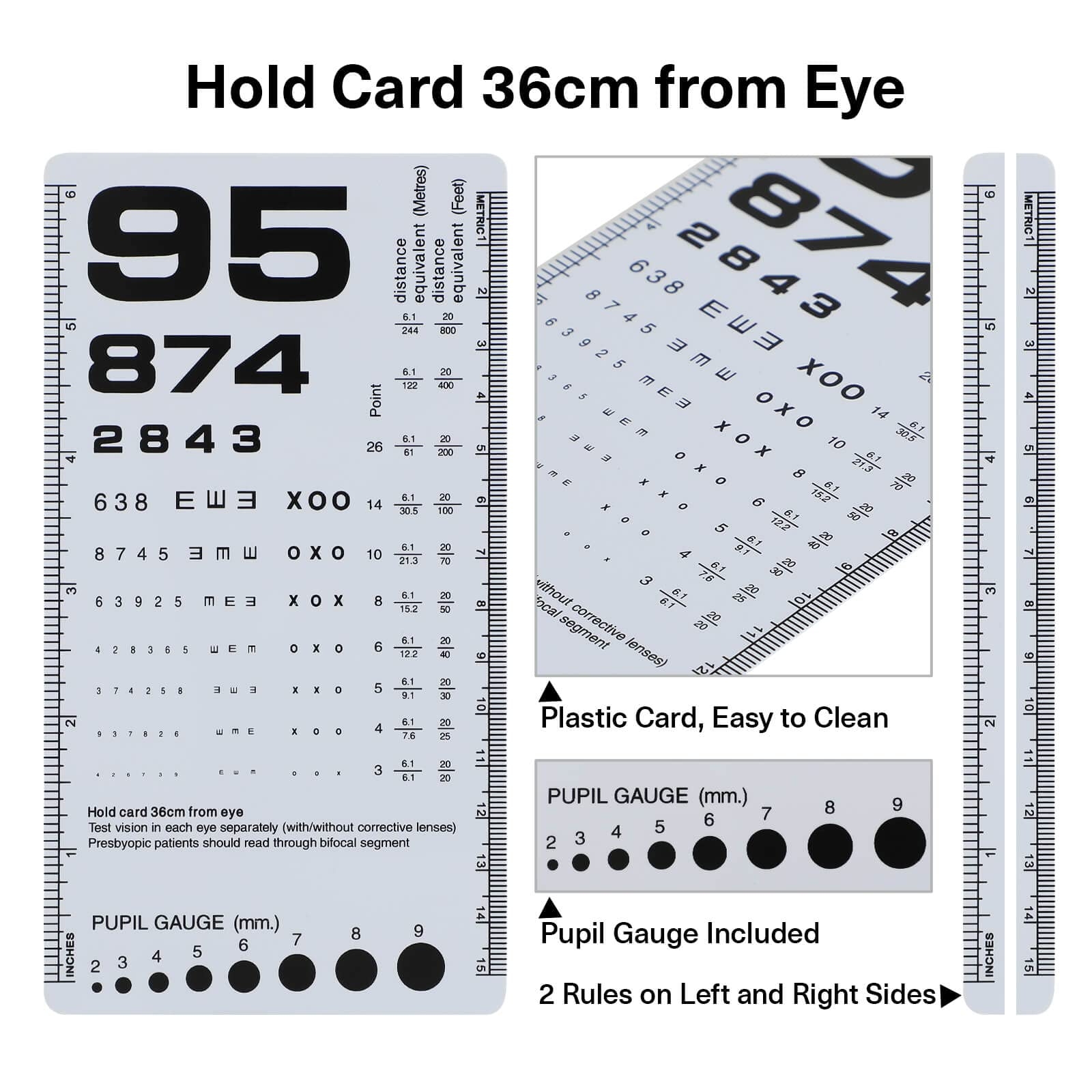Amazon NOYOC 2 Pack Pocket Eye Chart 2 In 1 Snellen Eye Chart 6 Feet And Rosenbaum Pocket Eye Chart 6 5x3 5 Inches Handheld Double Sided Plastic Eye Chart For Eye Exams 2