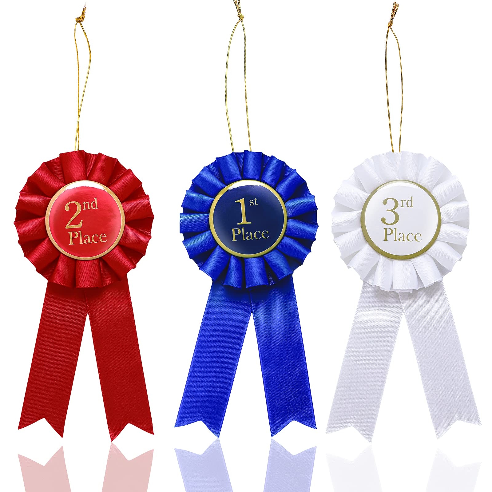 Amazon Thinp Ribbon Award Set 3 Pieces Rosette Ribbon Prize Ribbon 1st 2nd 3rd White Blue Red Award Ribbons Recognition Ribbons For Competitions Sports Classroom Prizes Office Products