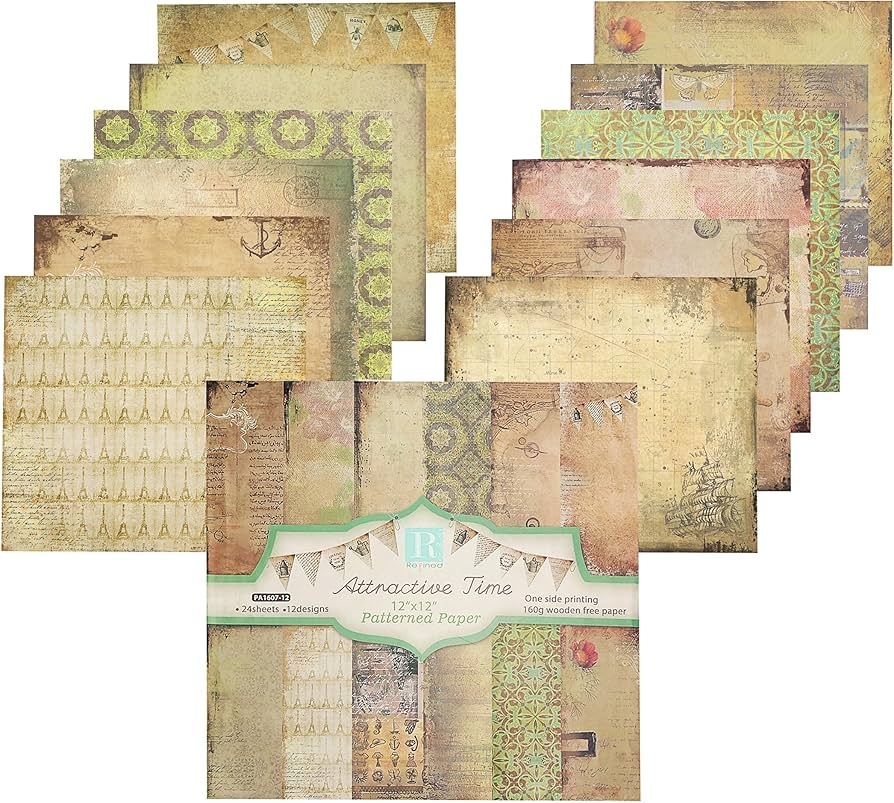 Amazon Vintage Scrapbook Paper Pack 12x12 Pattern Printed Origami Paper Attractive Time Classic Antique Old Looking Background Craft Papers For Scrapbooking DIY Card Making Decoration 12 Designs 24 Sheets Arts Crafts