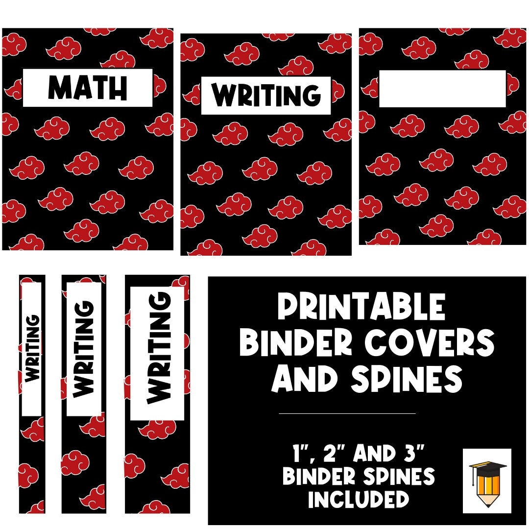 ANIME Binder Cover And Spine Binder Cover For Kids Back To School Printables Student School Supplies Binder Cover Binder Spine