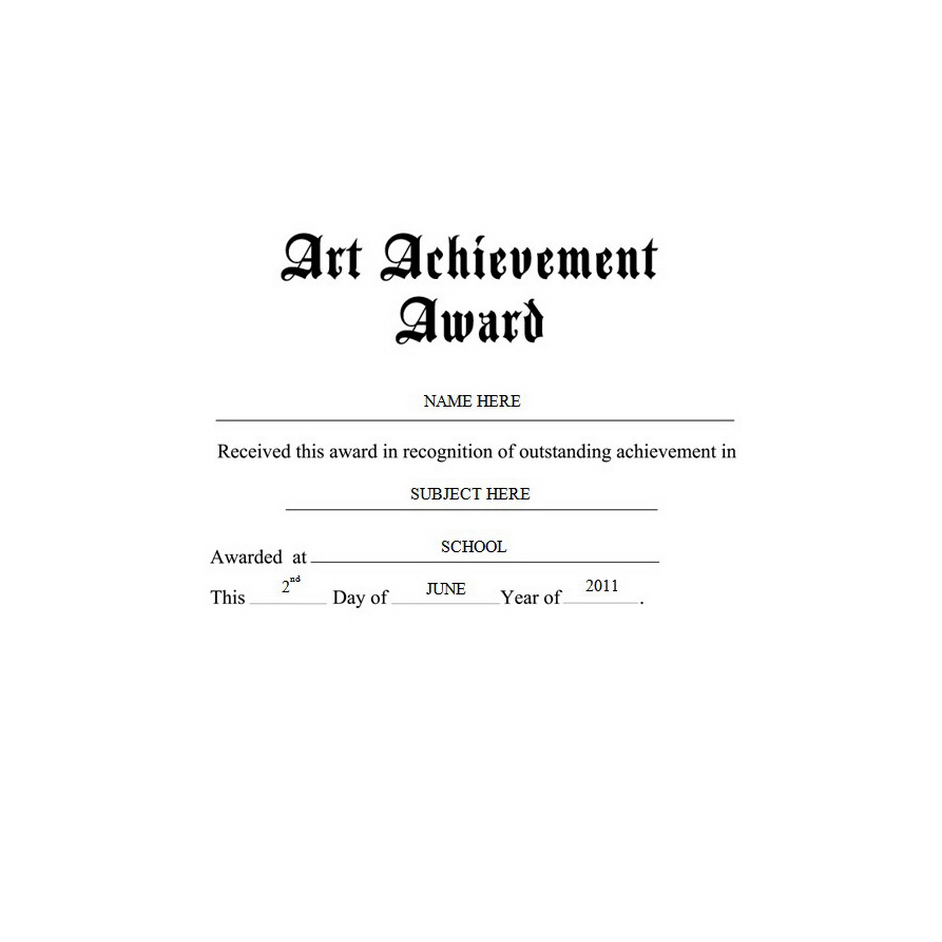 Art Achievement Award Template TheRoyalStore
