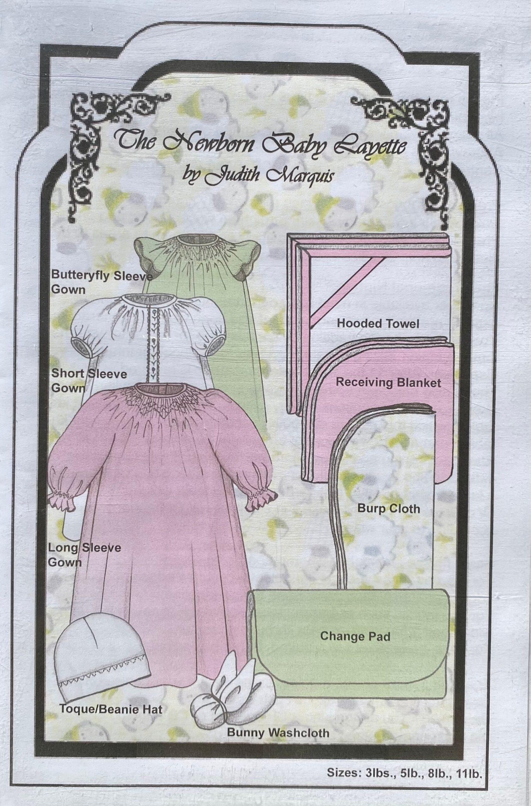 Baby Layette Sewing Pattern The Newborn Baby Layette Pattern Judith Marquis Baby Gown Baby Hat Blanket Pattern Etsy