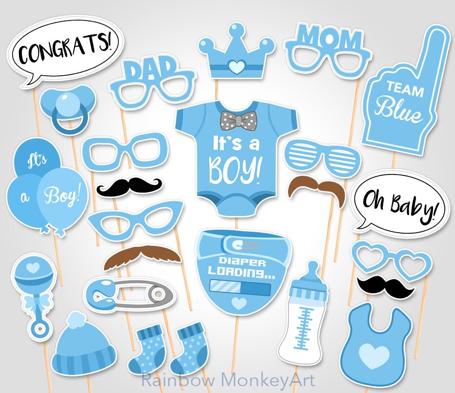 Baby Shower Photo Booth Props Printable Photo Booth Props It s A Boy Baby Photobooth Props Team Blue Baby Boy Printable Party Props Etsy