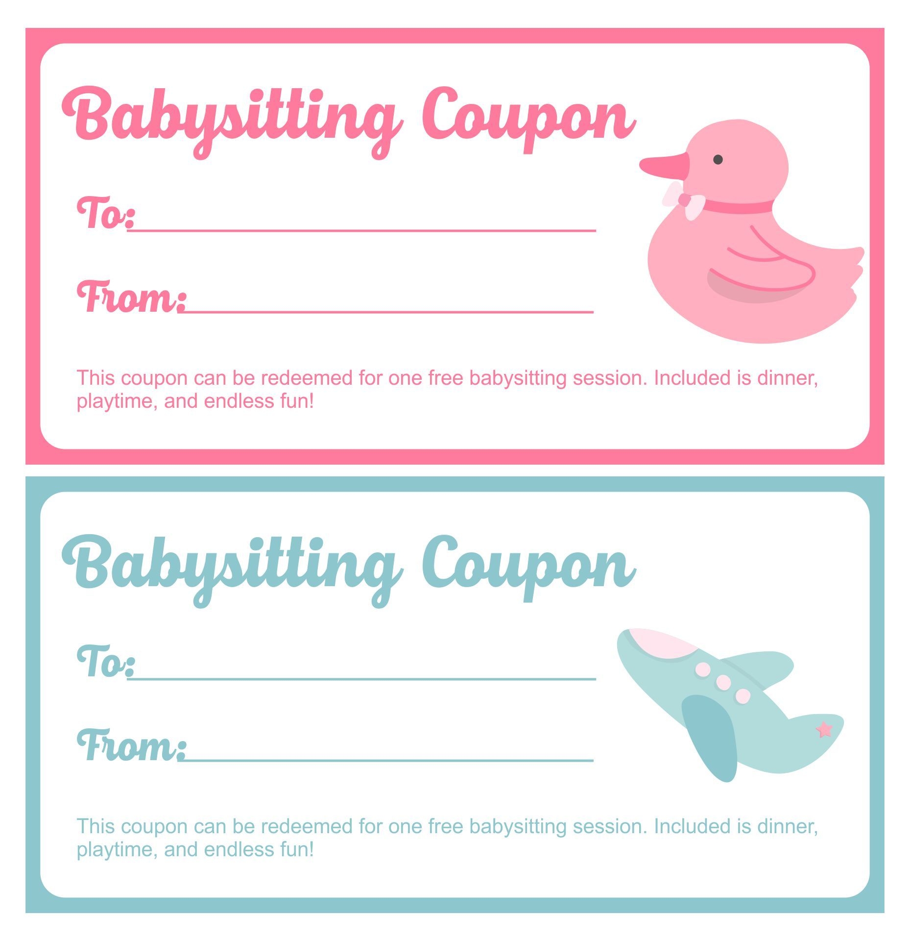 Babysitting Voucher Template 10 Free PDF Printables Printablee