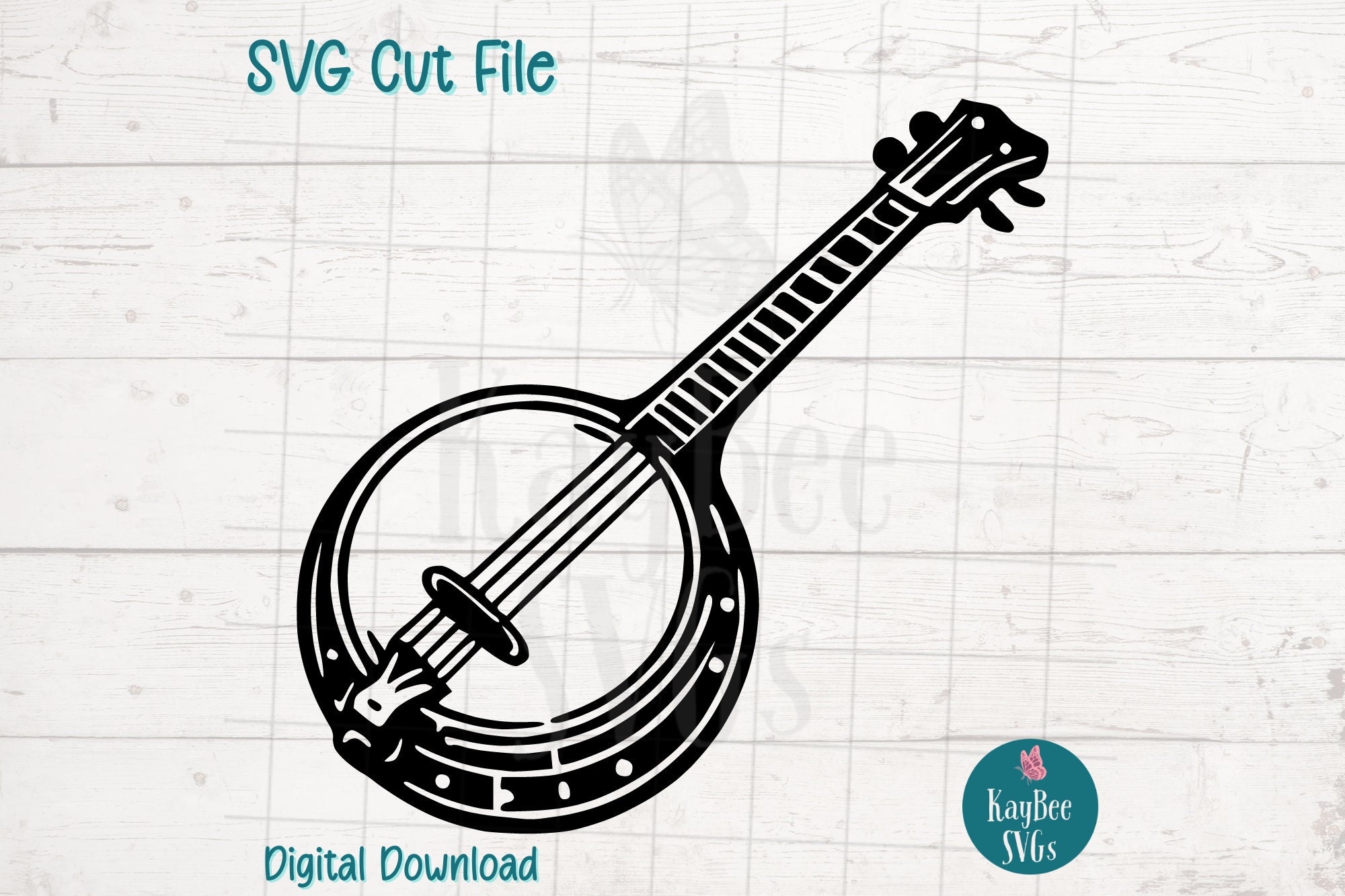 Banjo SVG Cut File For Cricut Silhouette Digital Download Printable Clipart Commercial Use Clip Art Laser Stencil Outline Etsy