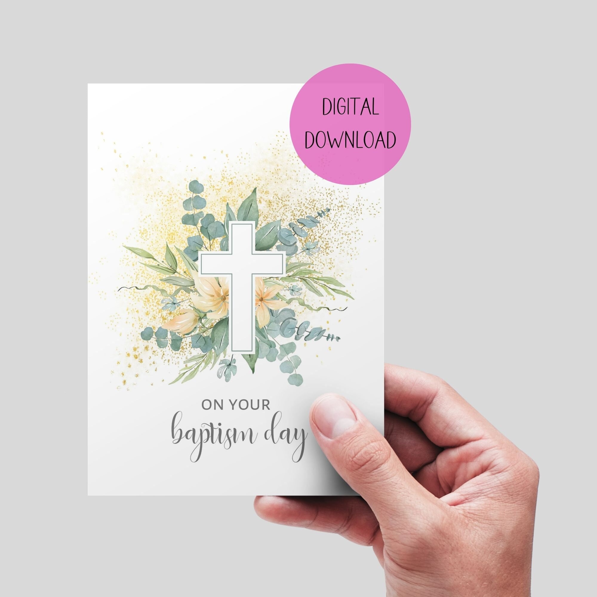 Baptism Printable Card Instant Download Christian Baptism Card Printable Christian Baptism Card Christening Card Etsy