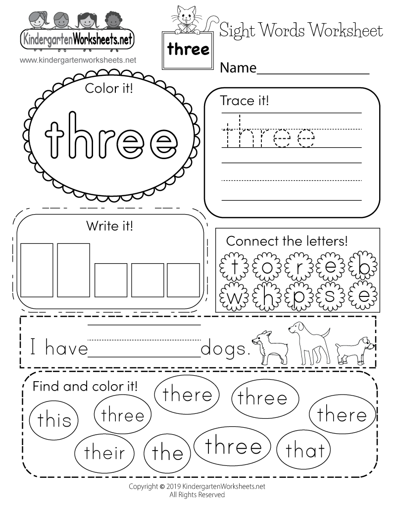 Sight Word Free Printable Worksheets