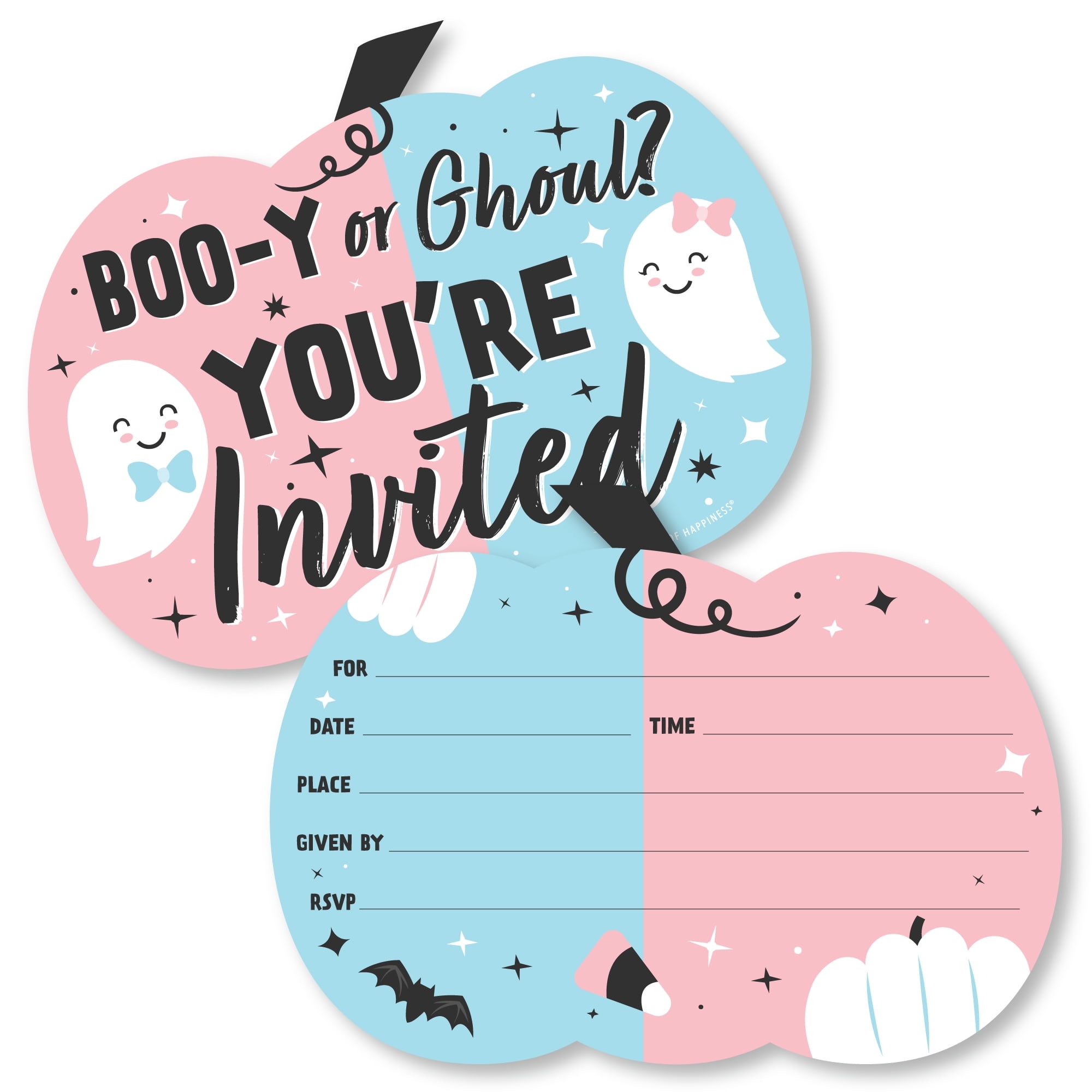 Big Dot Of Happiness Boo y Or Ghoul Shaped Fill In Invitations Halloween Gender Reveal Party Invitation Cards With Envelopes Set Of 12 Walmart