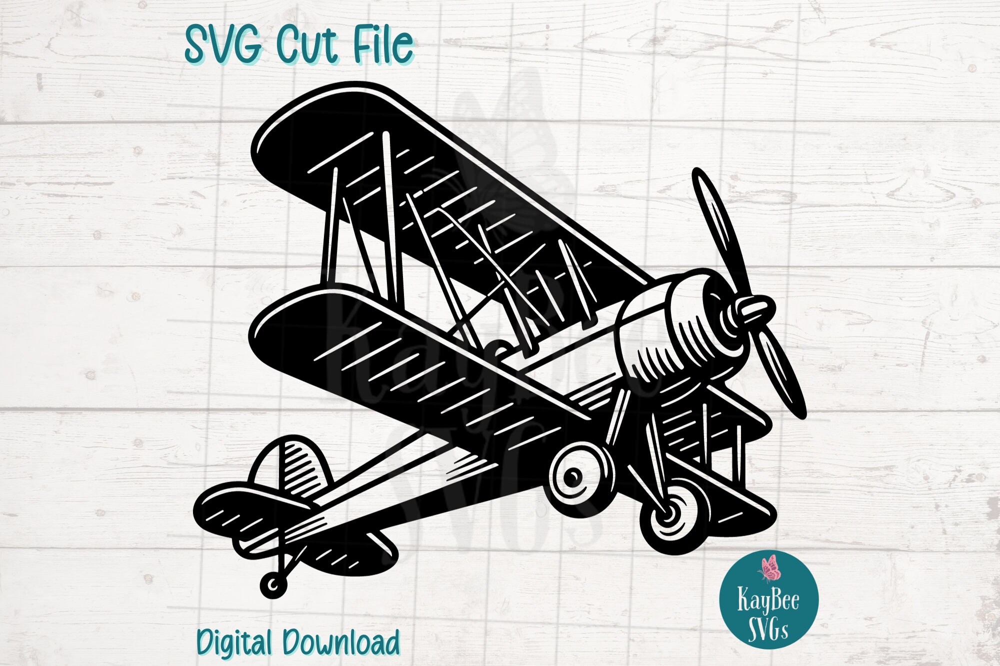 Biplane Airplane SVG Digital Cut File For Cricut Silhouette Engraving Sublimation Printable Art T shirt Mug Press Commercial Use Etsy