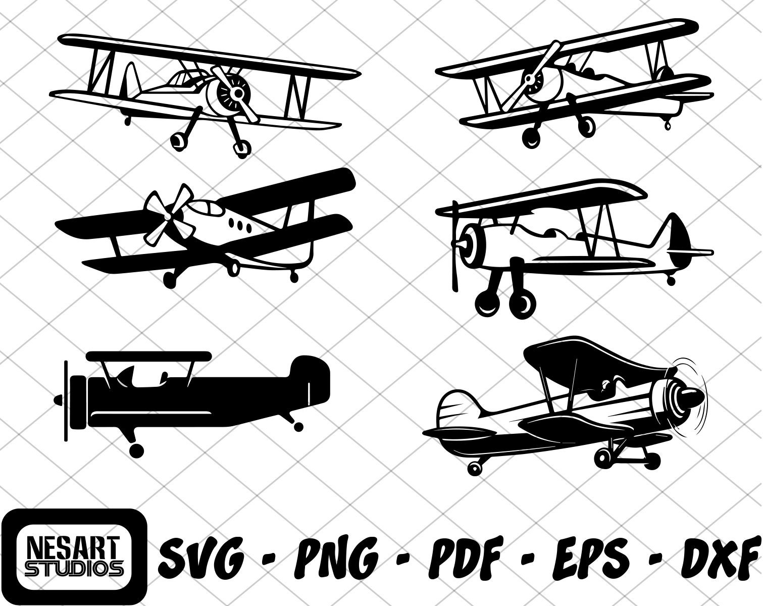 Biplane SVG Fly Svg Propeller Plane Svg Aircraft Svg Airplan Svg Clipart Cut Files For Silhouette Etsy