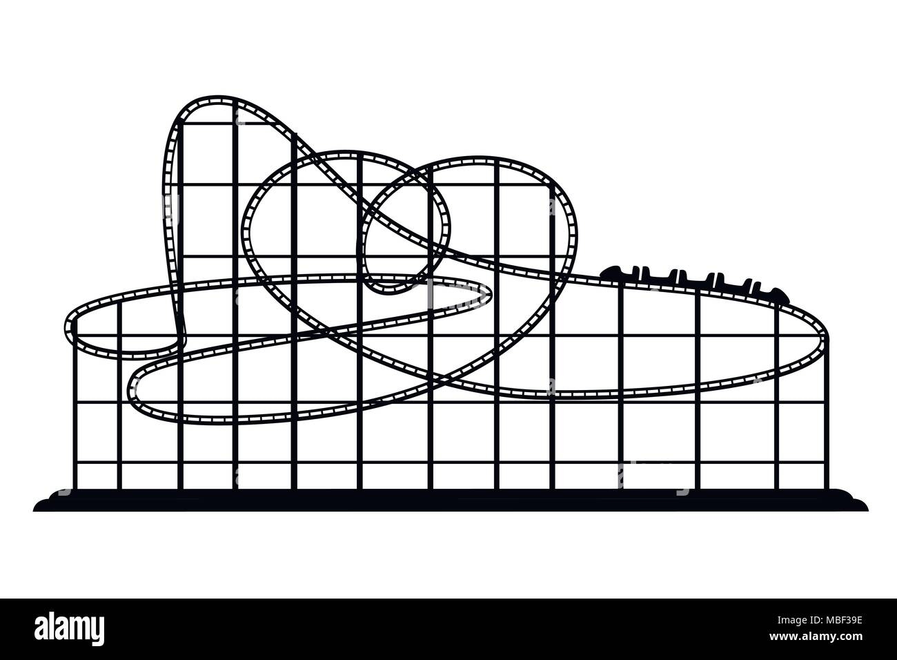 Black Silhouette Roller Coaster From Amusement Park Vector Illustration Isolated On White Background Web Site Page And Mobile App Design Stock Vector Image Art Alamy