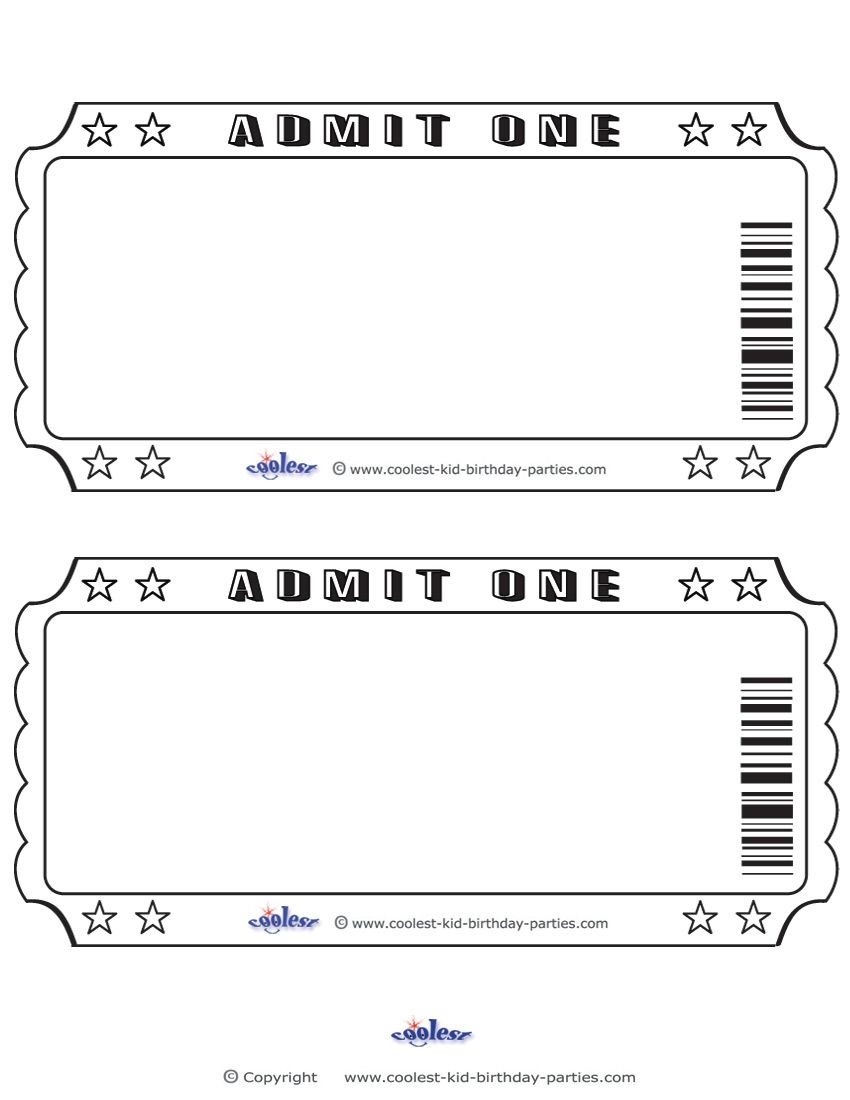 Pretend Movie Tickets Printable Free