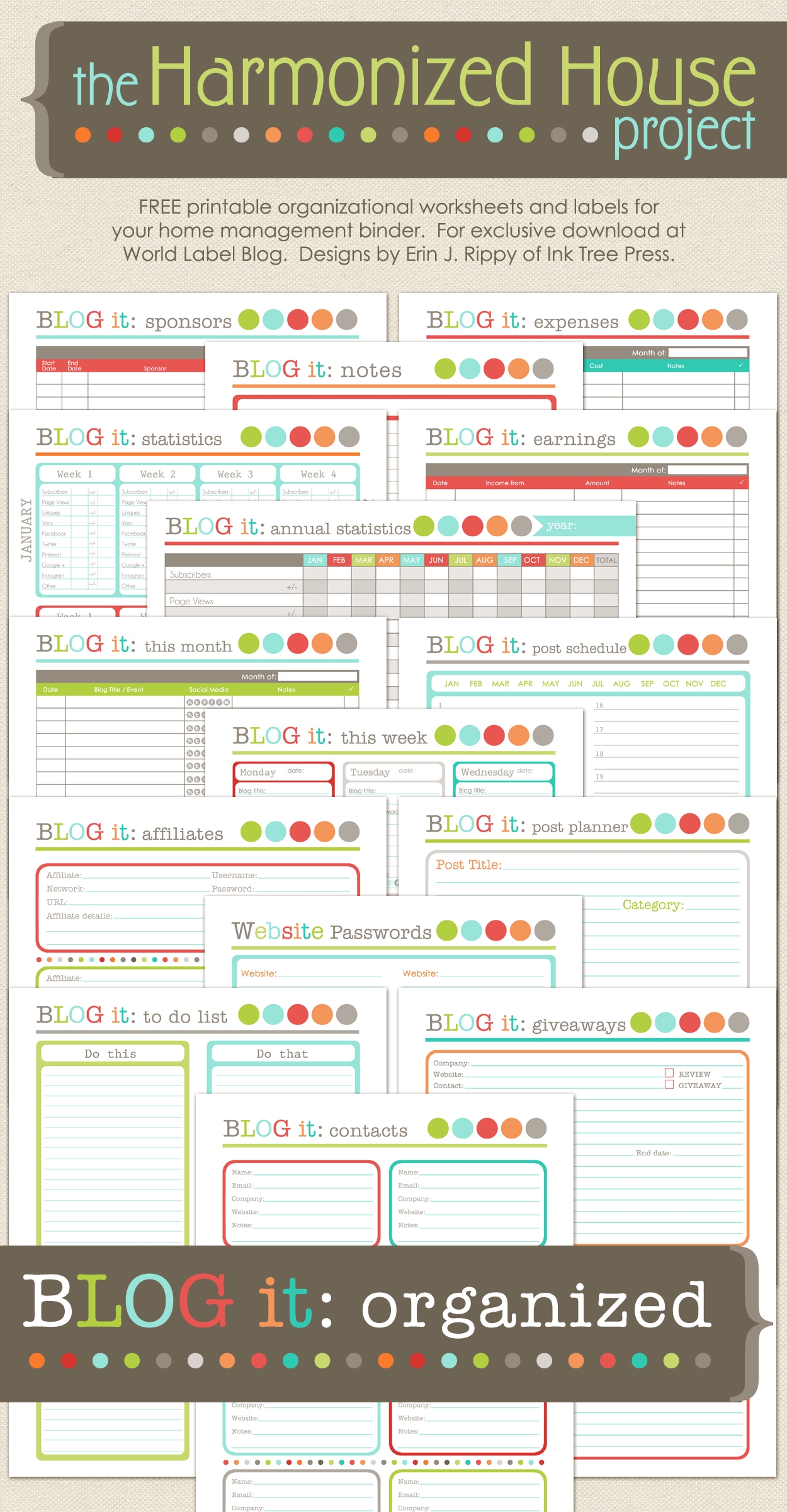Blog it Bloggers Organizational Printables Free Printable Labels Templates Label Design WorldLabel Blog 