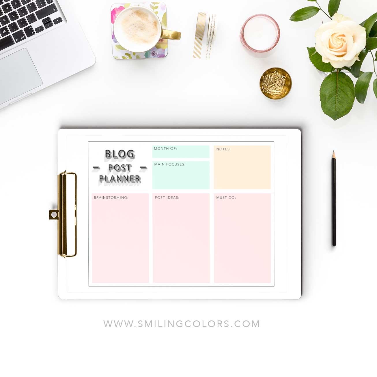 Blog Planner Printables Smiling Colors
